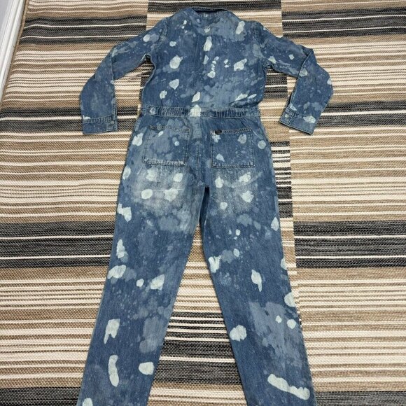 Lee Union-Alls Women's Coverall Denim Splatter Great Fog Pockets Blue Size Small - Picture 7 of 16
